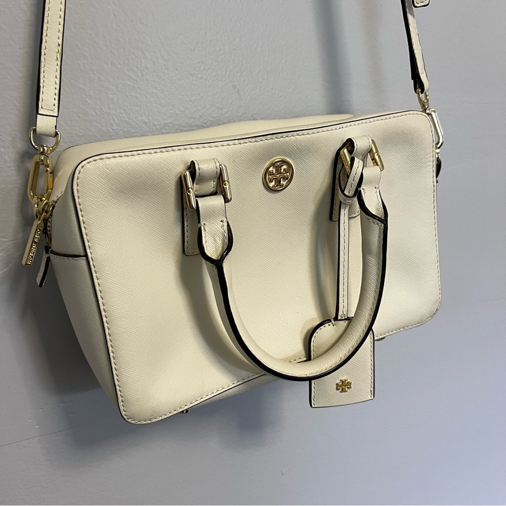 Tory Burch Robinson Square Satchel in Cream